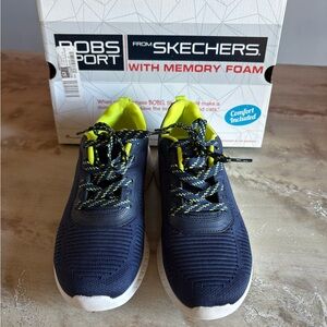 Skechers Bob Squad Blue and Lime Sneakers